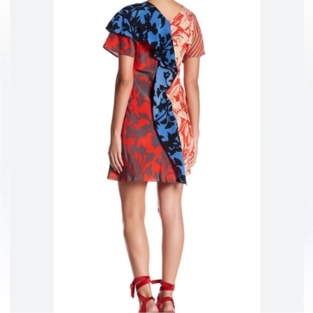 EUC Diane Von Furstenberg Silk Multi Pattern Ruffle Front Dress Sz XS Rtl. $528 - Picture 2 of 13